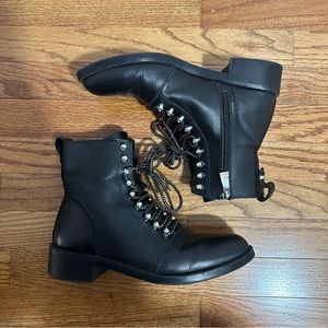 ZARA, black lace-up combat boots, 8